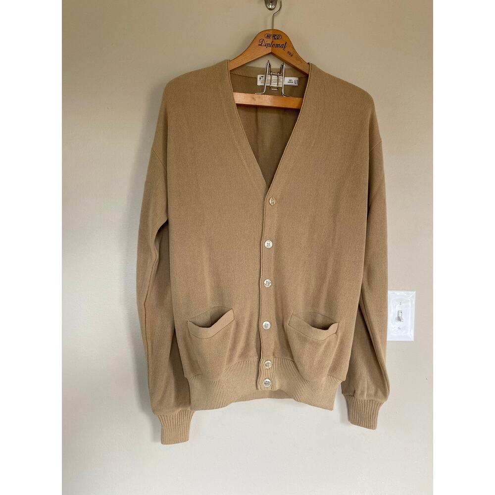 Vintage Arnold Palmer cardigan sweater men’s LT brown tan
